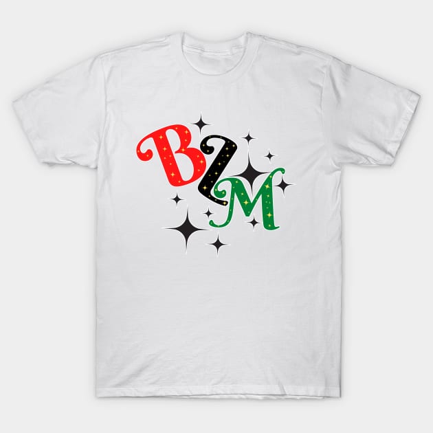 typography, outlined letters with bright star details, BLM movement T-Shirt by JENNEFTRUST
